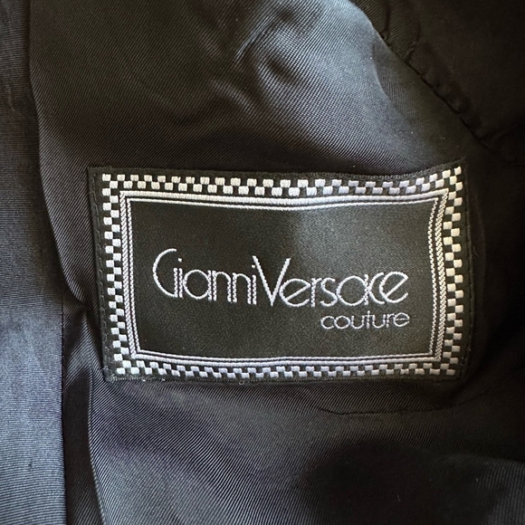 Women’s Blazer Vintage GIANNI VERSACE COUTURE Pinstripe Wool Trousers Jacket - Picture 9 of 10